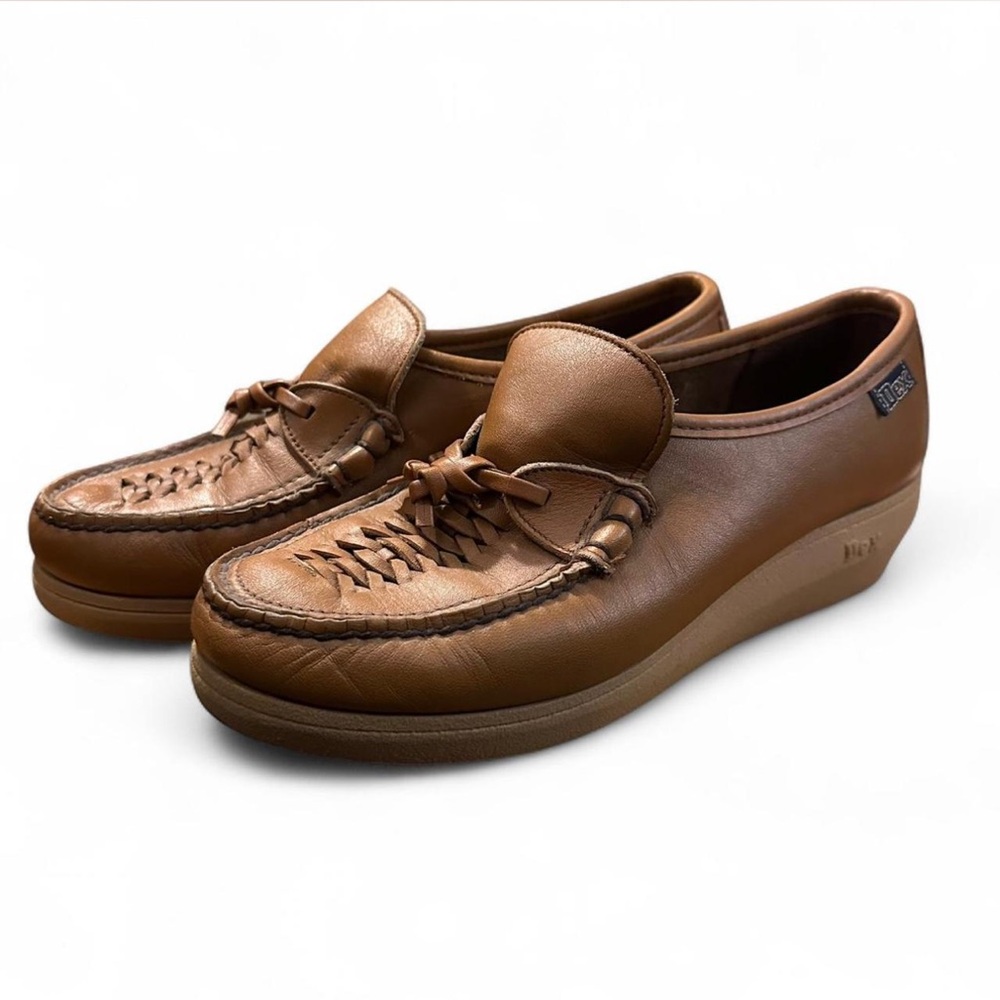 Vintage Dexter Brown Leather Moccasin Loafer‎ Wedge Size 7